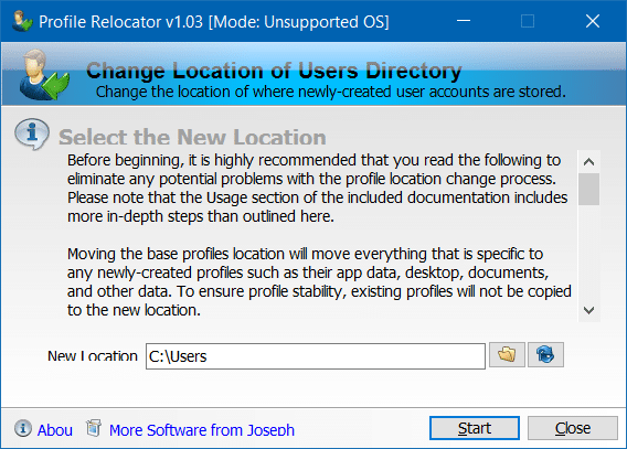 Move Users profile folder to another drive in Windows 10 step2