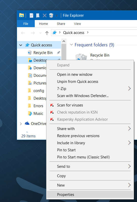 Move downloads and desktop folders to another drive in Windows 10 step2