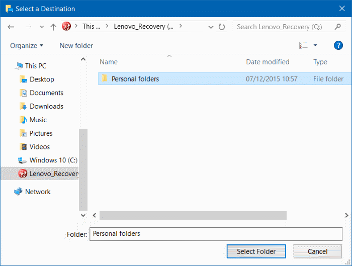Move downloads and desktop folders to another drive in Windows 10 step4