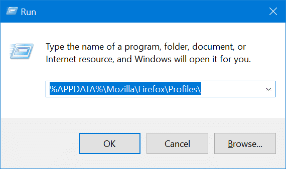 Mozilla Firefox profile location in Windows 10 pic1