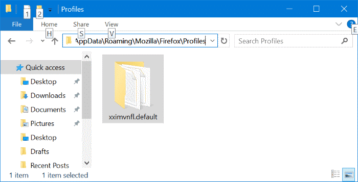 Mozilla Firefox profile location in Windows 10 pic2
