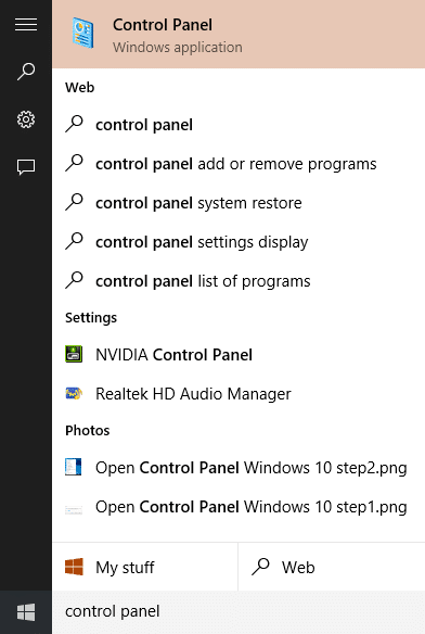 Open Control Panel Windows 10 step3