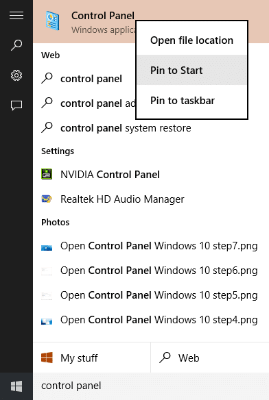 Open Control Panel Windows 10 step8