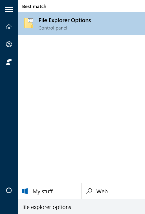 Open Folder Options in Windows 10 pic1
