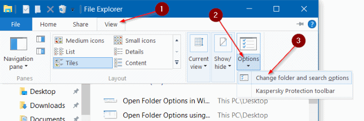Open Folder Options in Windows 10 pic2