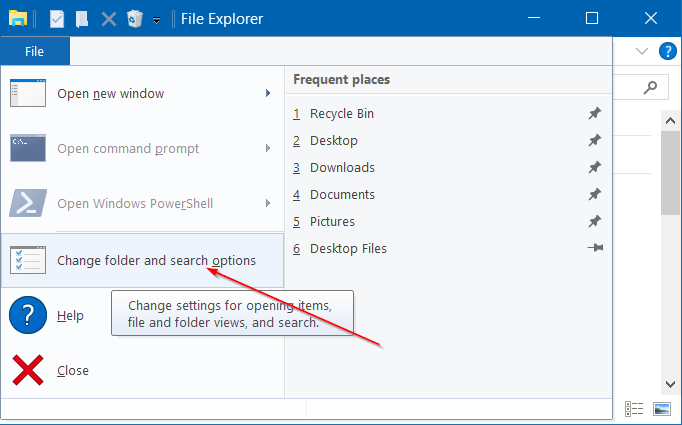 Open Folder Options in Windows 10 pic6