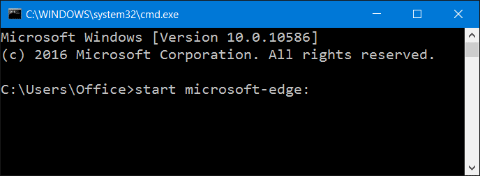 Open Microsoft Edge From command prompt in windows 10step1