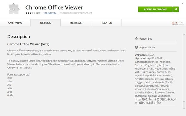 Open Office Word, Excel and PowerPoint files in Chrome browser