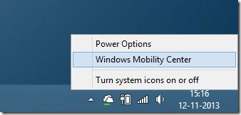 Open Windows Mobility Center in Windows 8.1 Method 1 Step1