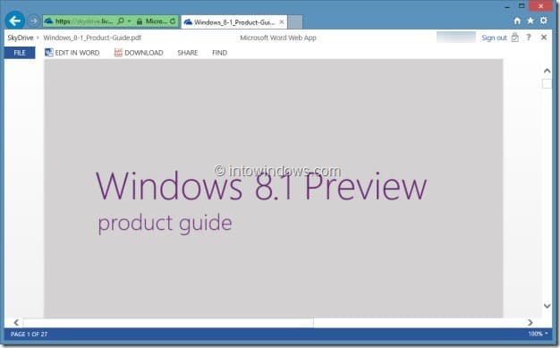 Open and view PDF Online Using SkyDrive