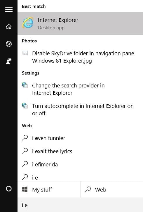 Open internet explorer in windows 10 pic 1.1