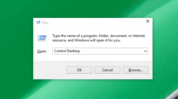 Open personalization panel Windows 10 method 2