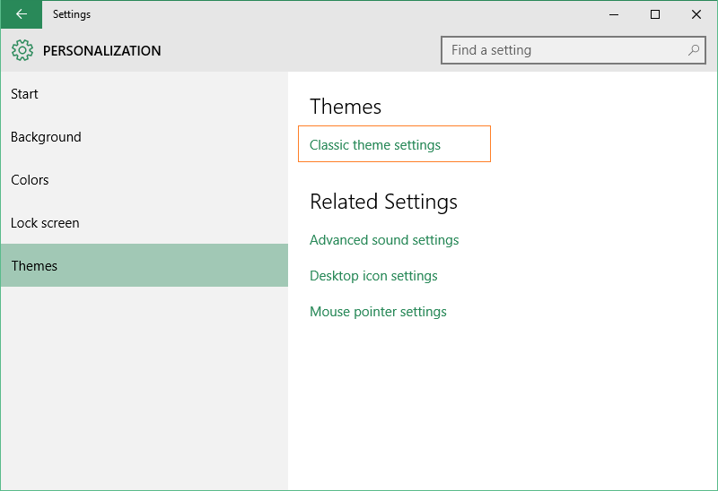 Open personalization panel Windows 10 method 3