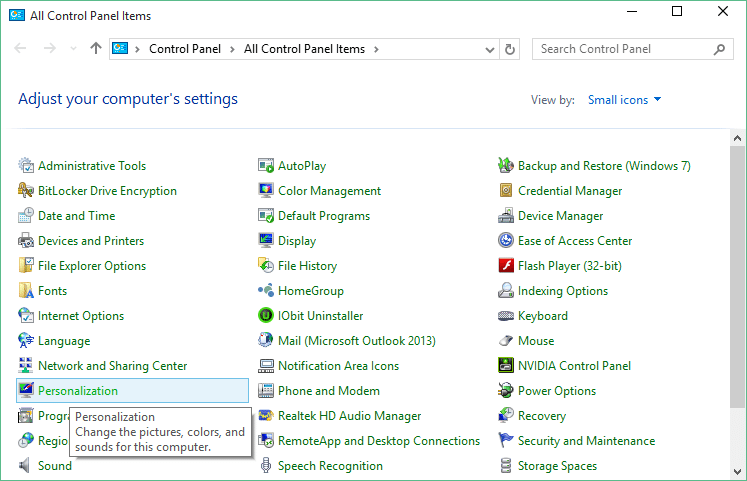 Open personalization panel Windows 10 method 41