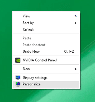 Open personalization panel Windows 10 step1