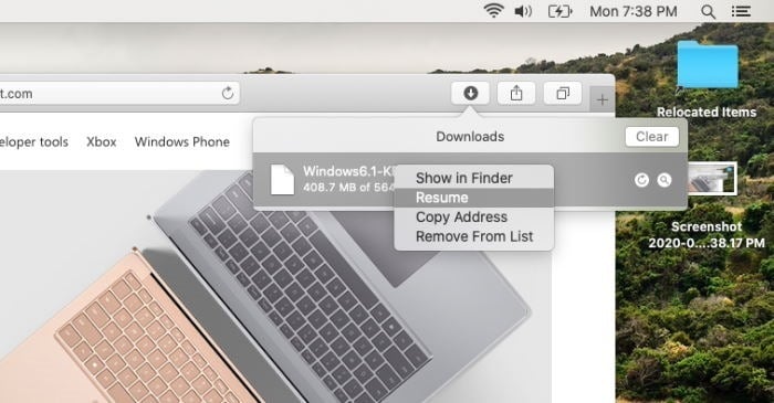 Pause or cancel downloads in Safari (1)