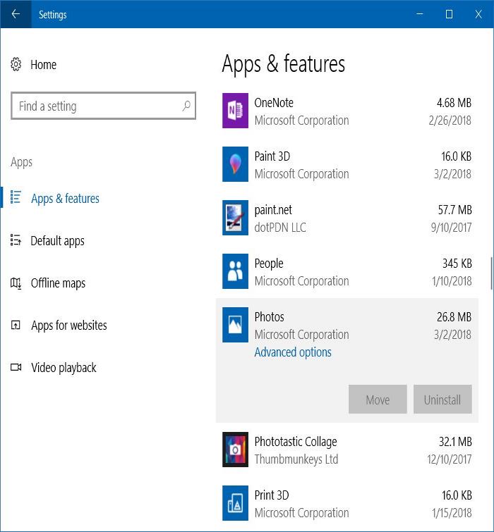 photos app not working in windows 10