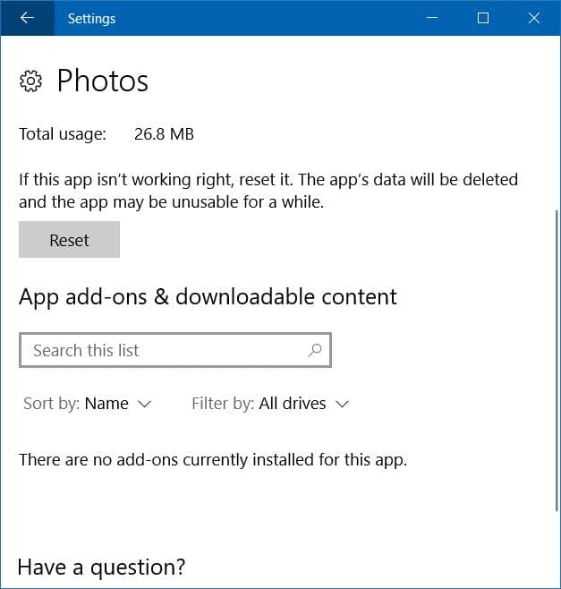 photos app not opening in windows 10