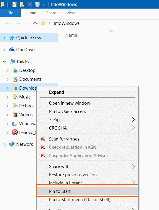 Pin Downloads folder to taskbar and start pic4