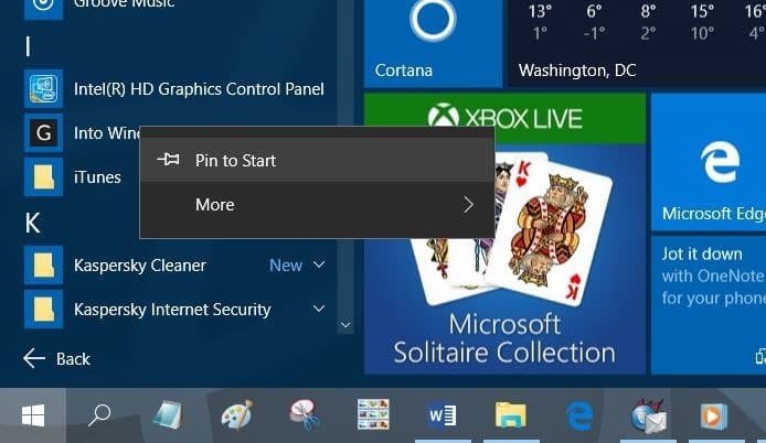 Pin websites to Start menu in Windows 10 step7