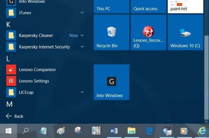 Pin websites to Start menu in Windows 10 step8