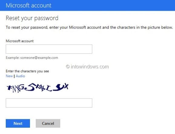 Recover Outlook.com Password Step2