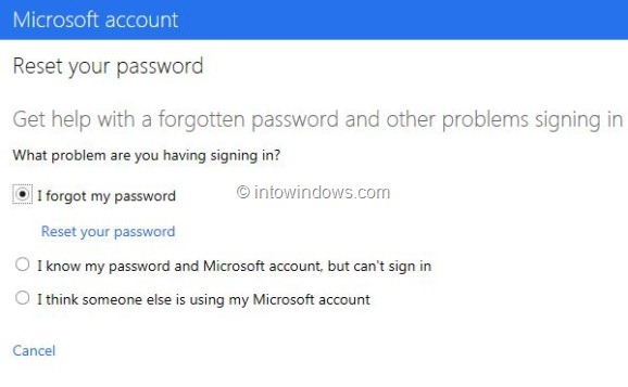 Recover Outlook.com Password