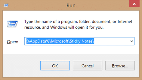 Recover deleted sticky notes in Windows step1
