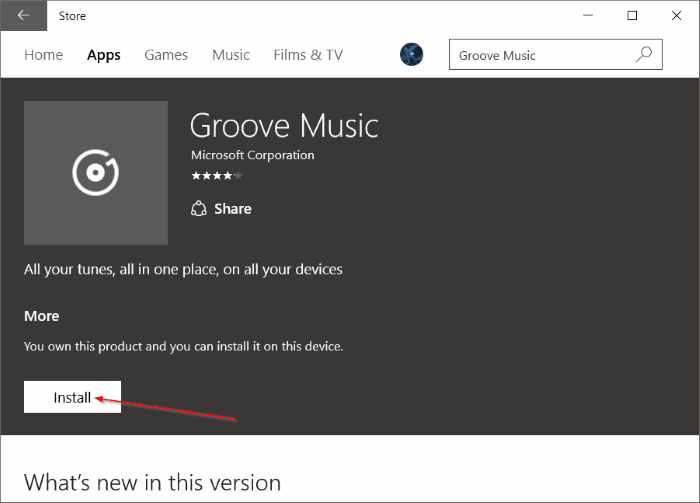 Reinstall Groove Music in Windows 10 pic9