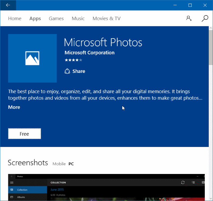 Reinstall Photos app in Windows 10 step 7
