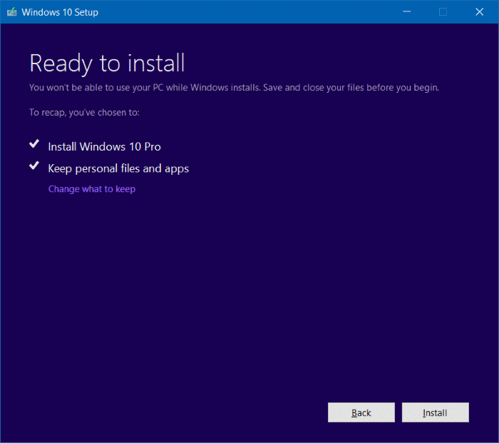 Reinstall Windows 10 without data loss step11