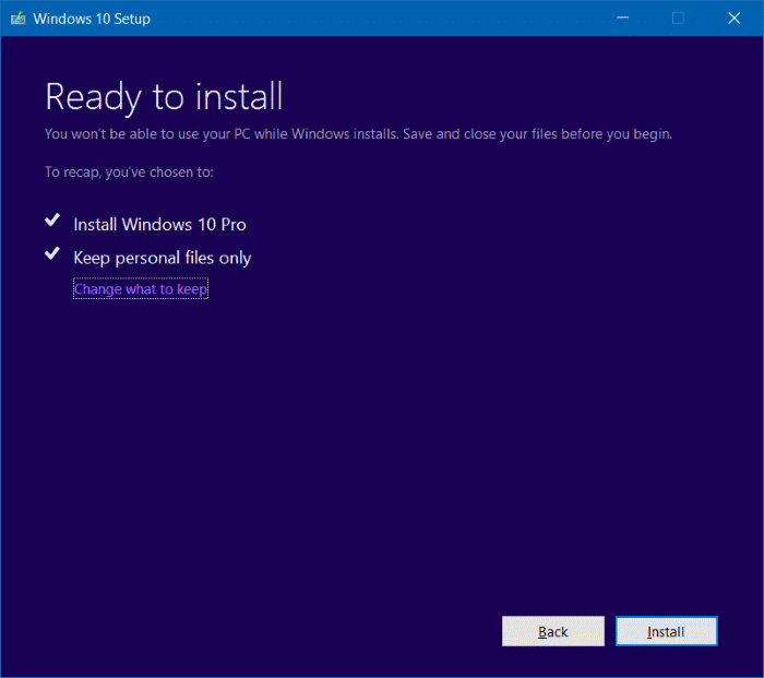 Reinstall Windows 10 without data loss step14