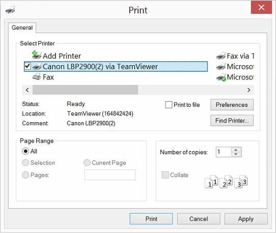 Remote Printing TeamViewer Step6