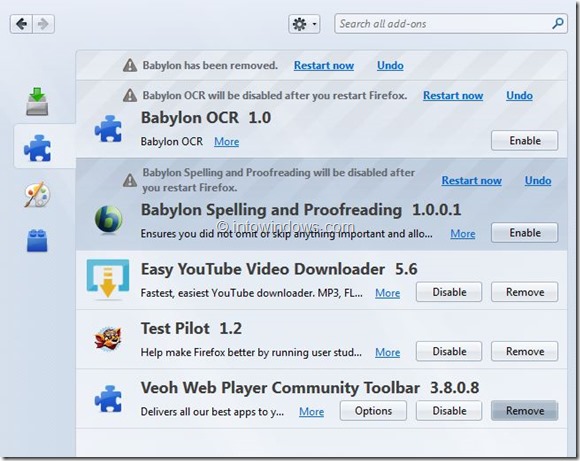 Remove Babylon Search From Internet Explorer and Firefox Step6
