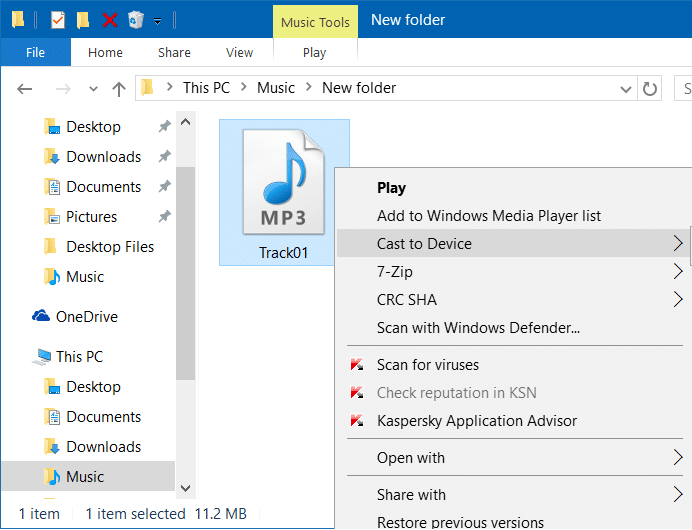 Remove Cast to device from context menu in Windows 10