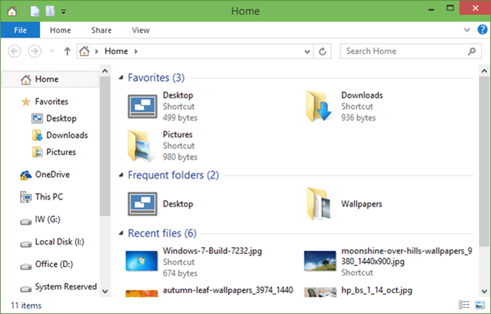 Remove Favorites, Recent Files, and Recent Folders from Home In Windows 10 picture1