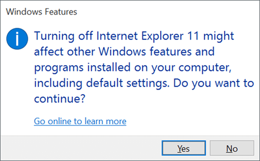 Remove Internet Explorer from Windows 10 pic1