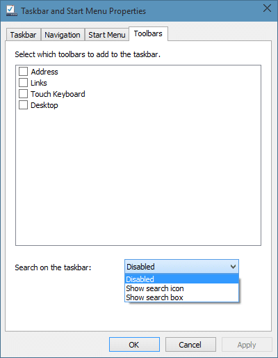 Remove Search Box From Windows 10 Taskbar step3