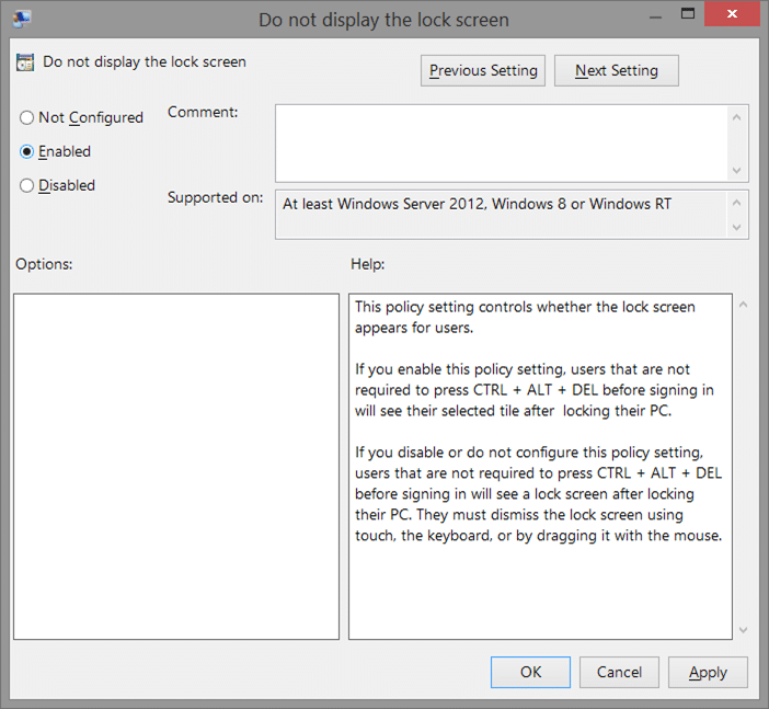Remove Windows 8.1 lock screen using Registry Step7