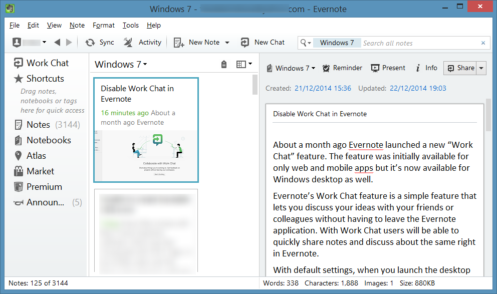 Remove Work Chat from Evernote picture5