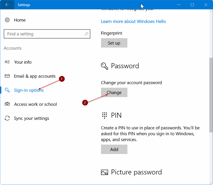 Remove user account password in Windows 10 pic1