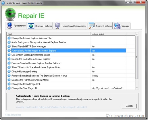 Repair IE