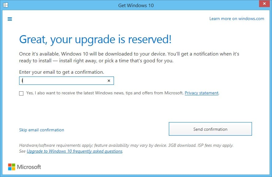 Reserve your Windows 10 free upgrade copy now