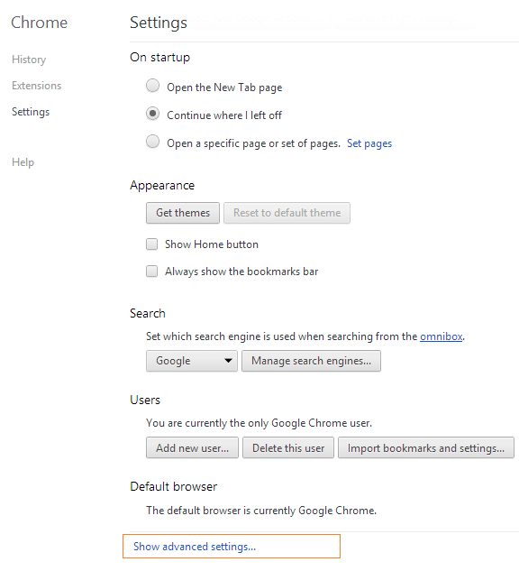 Reset Google Chrome Settings Step2