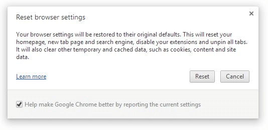 Reset Google Chrome Settings Step4