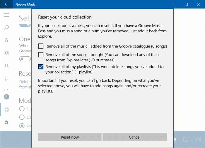 Reset Groove Music in Windows 10 pic4