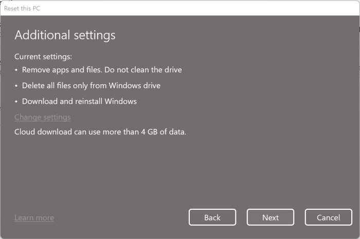 Reset Windows 11 to factory settings pic1.4