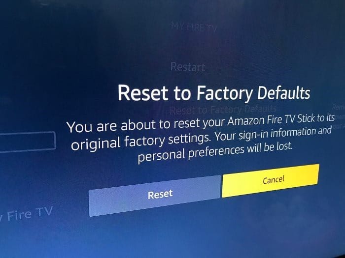Reset amazon fire tv Stick to default factory settings pic1