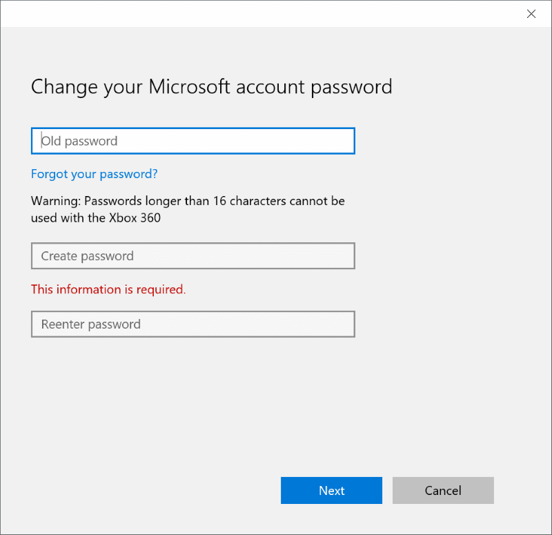 Reset or change Microsoft account password Windows 10 pic4