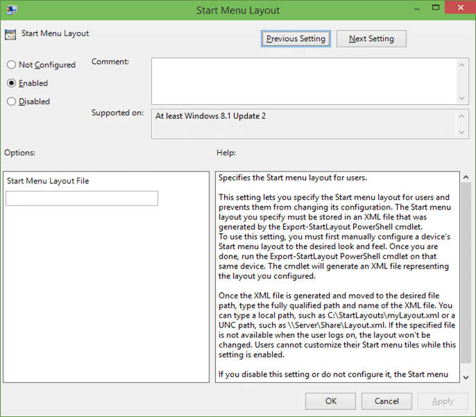 Restricting Start menu layout in Windows 10 step3